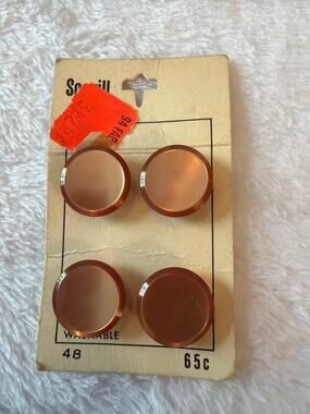 Vintage Scovill Shank Buttons Light Brown Copper Tone 28 Japan NOS Set of 4